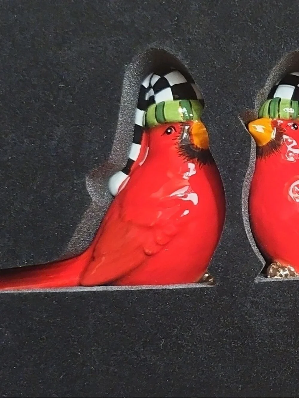 Mackenzie Childs Ceramic Red Cardinal Salt And Pepper Set